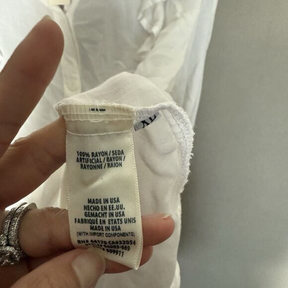 Anthropologie Cloth & Stone White Extra Large Ruffle Shoulder Blouse Boho NWT - Picture 6 of 7